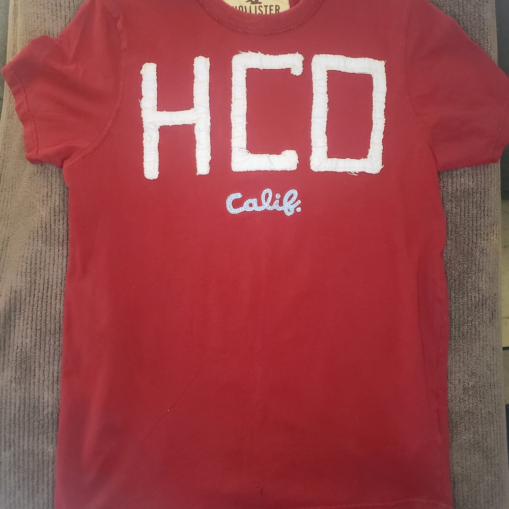 Hollister Red Tee with White and Blue Logo